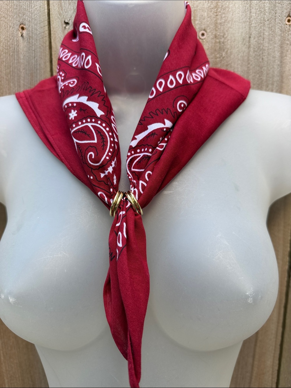 Classic Deep Red Paisley Cotton Square Bandana | Western Neck Scarf